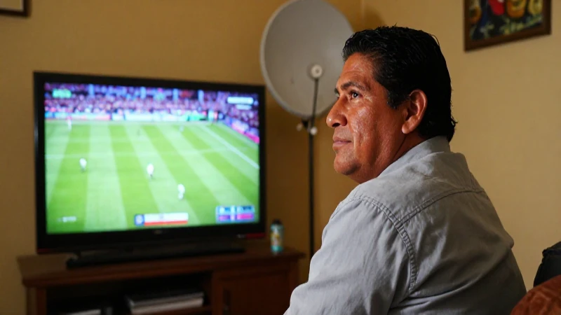 Mexicano mestizo ve deportes en TV