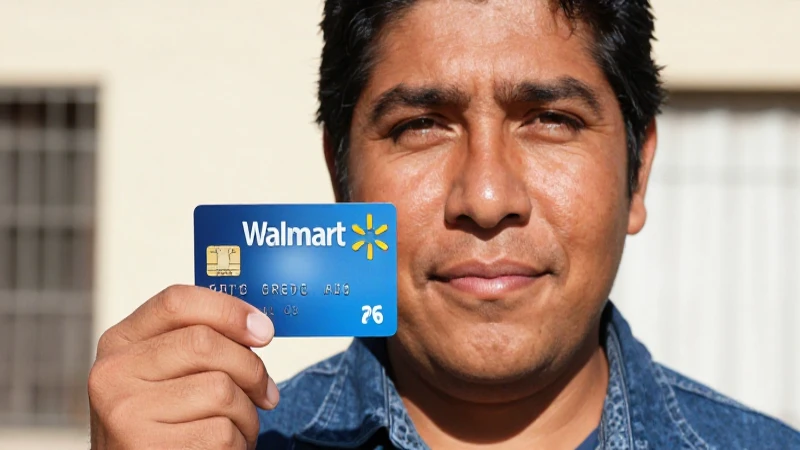 Joven mestiza, con piel bronceada, tarjeta Walmart