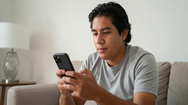 Mexicano mestizo con móvil en casa