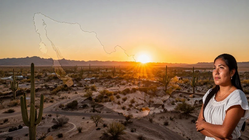 Paisaje sonorense, mapa, puesta de sol cálida