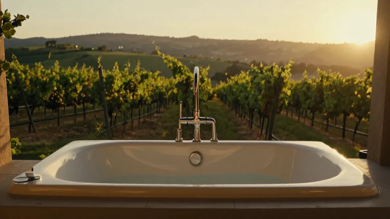 Qué spas son famosos en Valle de Guadalupe 4 Baño de lujo, viñedo, cálida luz dorada