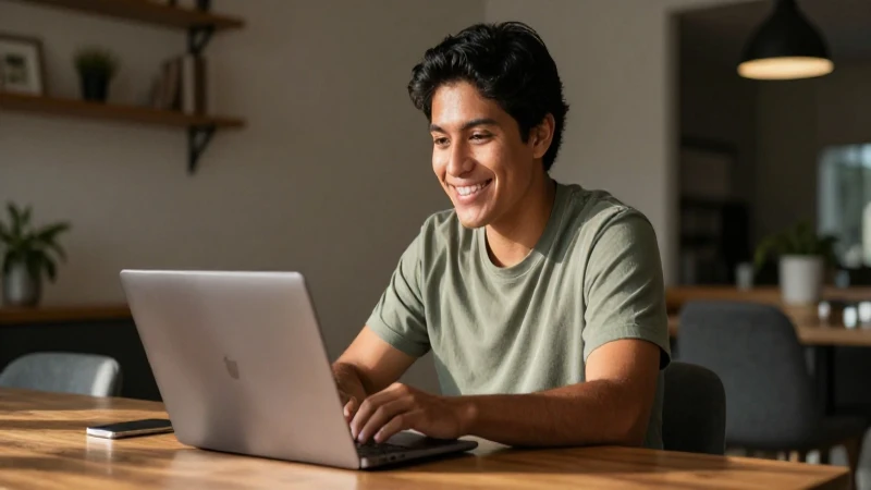 Conoces la Super Cuenta Universitaria Santander 3 Estudiante mestiza sonríe bajo cálida luz