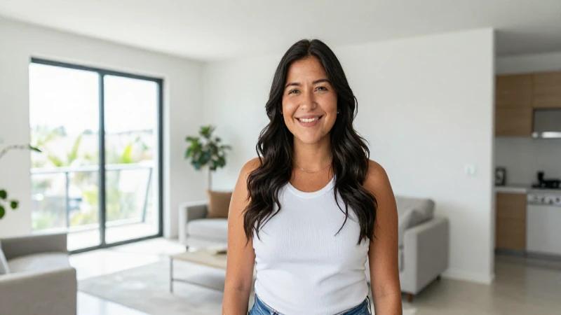 Tarjeta de Crédito Sin Límite de American Express en México 6 Mujer mexicana sonríe en un moderno hogar