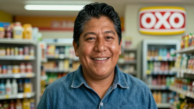 Cómo pagar Disney Plus en Oxxo sin tarjeta de crédito 3 Sonrisa mestiza en interior de Oxxo cálido