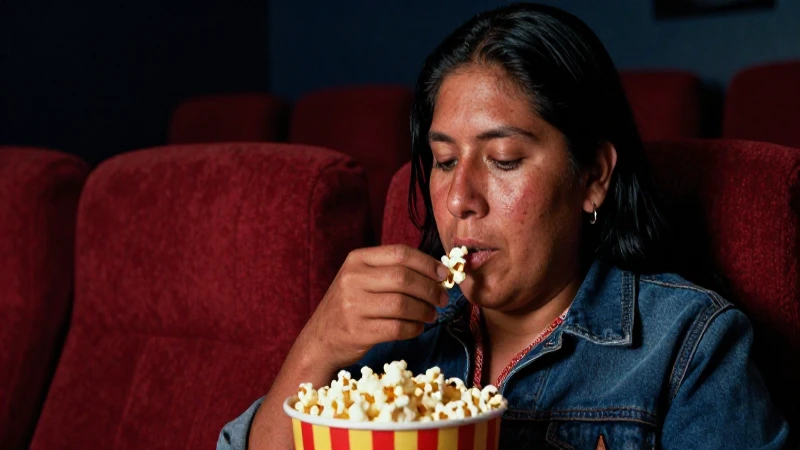 Mexicanos disfrutan palomitas en Cinemex con iluminación dramática