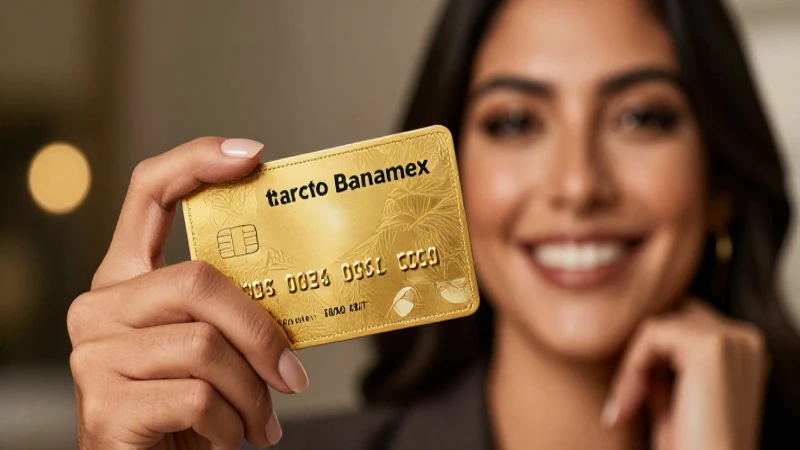 Imagen elegante de una tarjeta Banamex en dorado