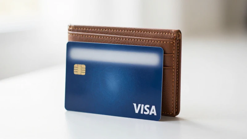 Tarjeta Visa, billetera, luz suave y natural