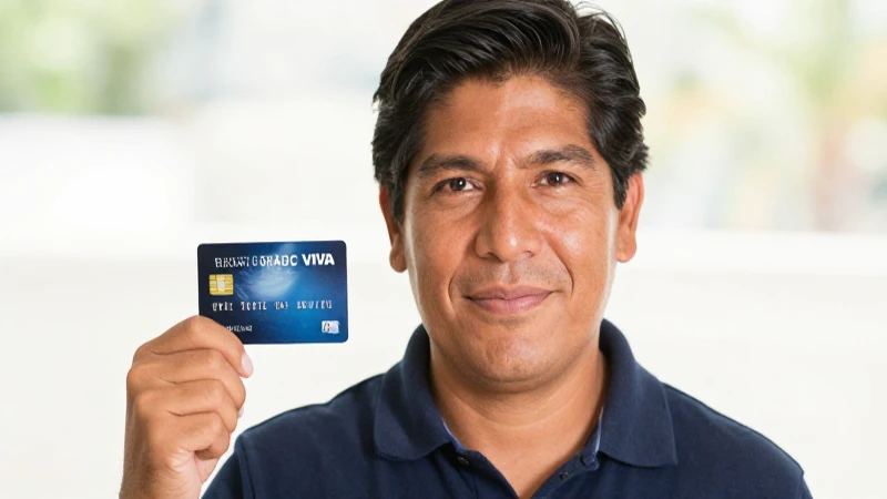Retrato mexicano, piel bronceada, tarjeta HSBC