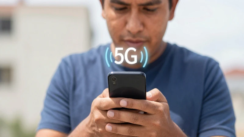 Mexicano con smartphone y señal 5G