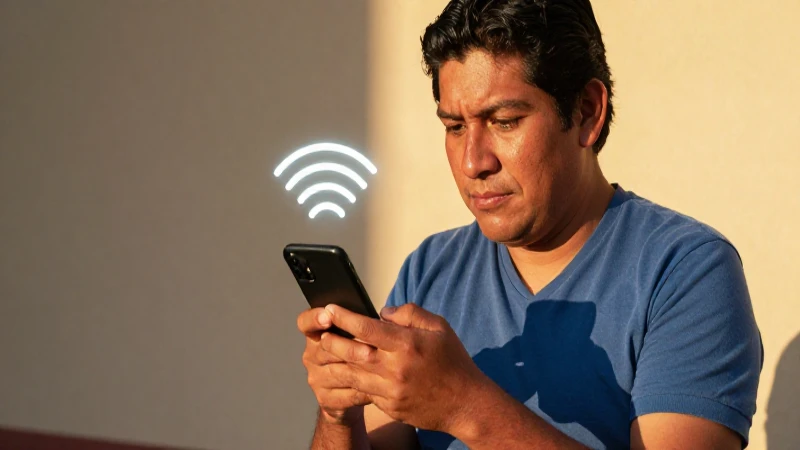 Mexicano con smartphone y señal 5G