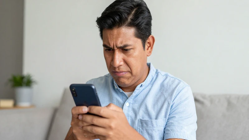 Joven mestiza frustrada usando su móvil