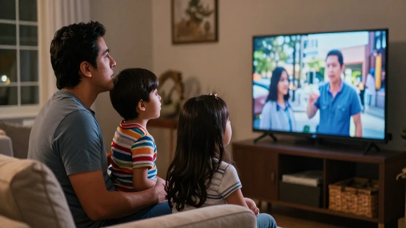 Mejor paquete de TV, internet y teléfono en México 4 Familia mexicana ve televisión en ambiente cálido