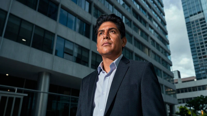 Joven mestiza en oficina con luz dramática