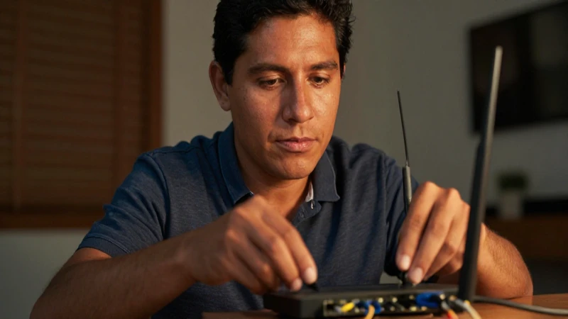 Mexicano ajusta cables con luz cálida