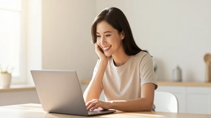 Cómo contratar el servicio de Telmex Internet en Acapulco 4 Mujer sonríe bajo luz cálida y suave