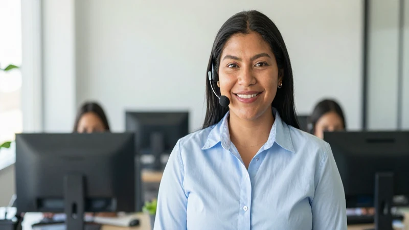 Cuál es el horario de atención de Telmex en Monterrey 6 Empleado mestizo sonriente en oficina moderna