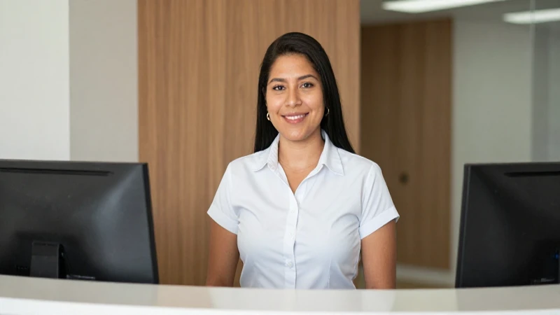 Cómo contratar el servicio de Telmex en Los Mochis, Ahome 4 Recepciónista mexicana en oficina moderna y luminosa