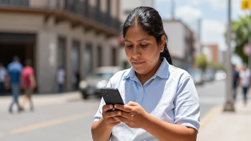 Cómo contratar Internet y conocer horarios de Telcel Tampico 3 Joven mestiza en calle soleada con celular
