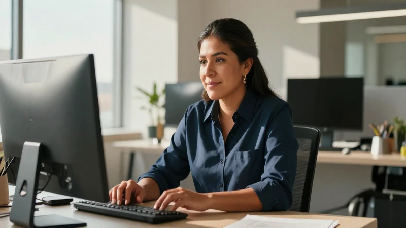 Qué incluyen los paquetes de Telmex para empresas en México 3 Mujer mestiza trabaja en oficina luminosa