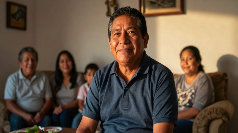 Familia mestiza sonríe en cálida luz dorada