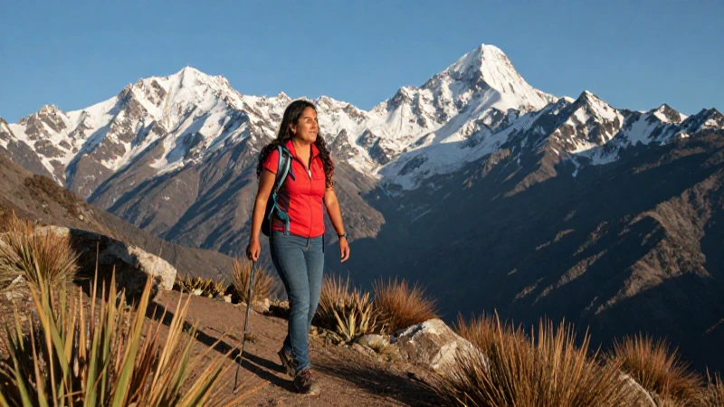 Mujer mestiza disfruta el paisaje montañoso