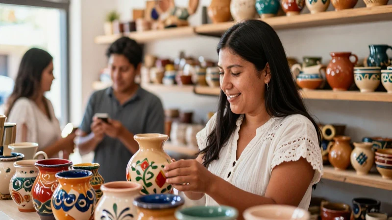 Artesanía mexicana en un ambiente cálido y vibrante