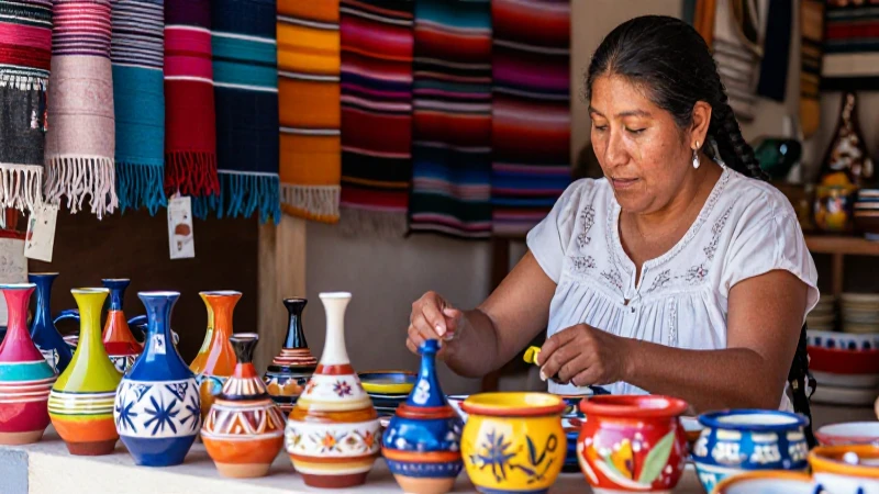 Artesanía mexicana bajo una luz cálida