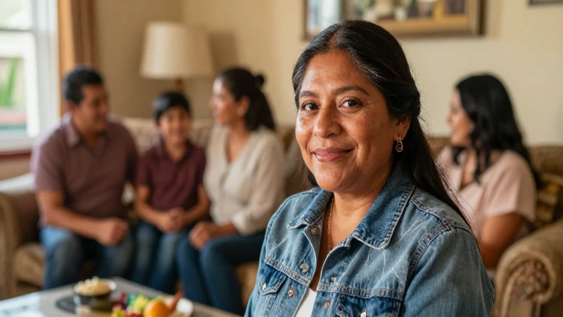 Familia mestiza sonríe en cálido hogar