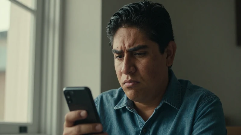 Joven mexicano frustrado usa un teléfono