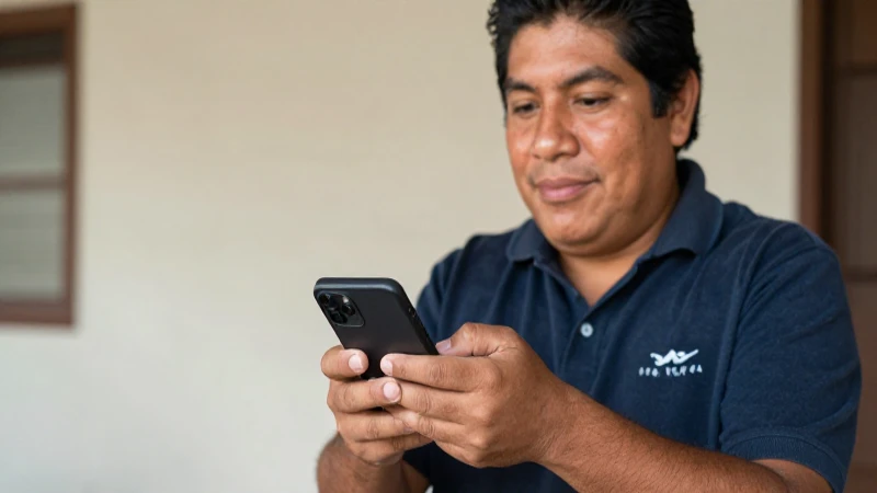 Hombre mestizo paga la cuenta con el móvil