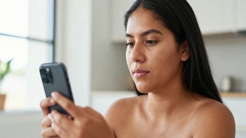 Joven mestiza, smartphone, luz cálida y moderna