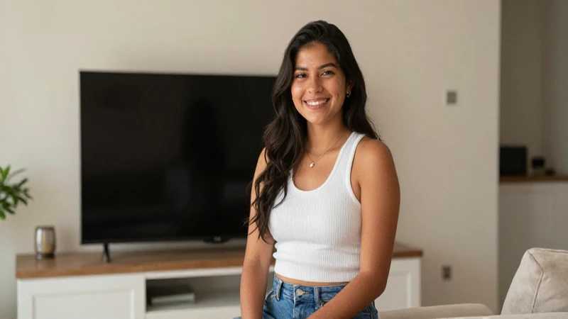 Cómo contratar y pagar servicios de TotalPlay en León 3 Joven mexicana sonríe en su salón