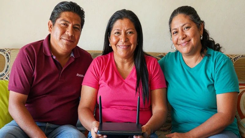 Familia mestiza sonríe en casa iluminada