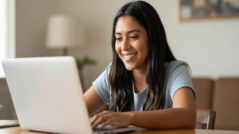 Mujer sonriendo en un ambiente acogedor