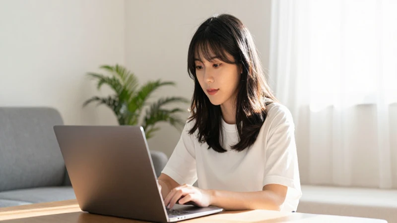 Guía para contratar y pagar Totalplay en Texcoco, México 5 Mujer joven usa laptop en hogar cálido
