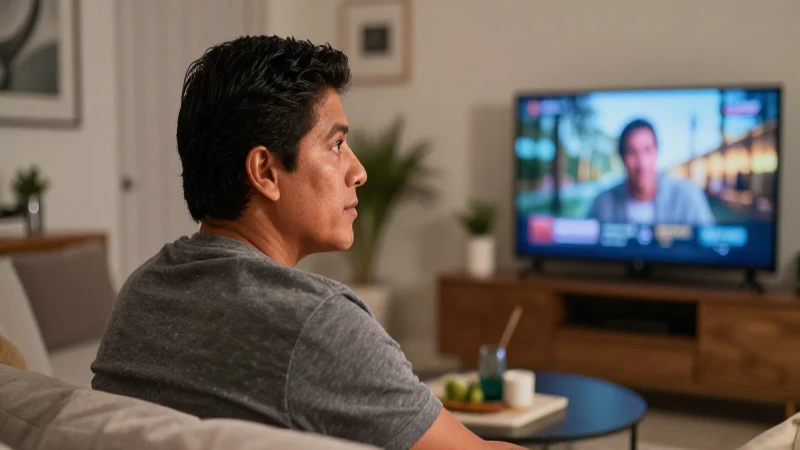 Una persona mestiza observa televisión relajada