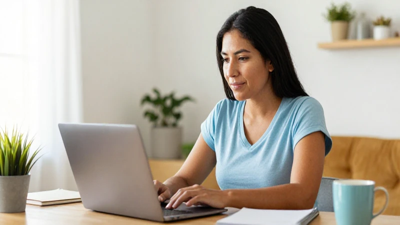 Cómo trabajar como asistente virtual desde casa en México 3 Mujer mestiza trabaja en casa, cálida y luminosa