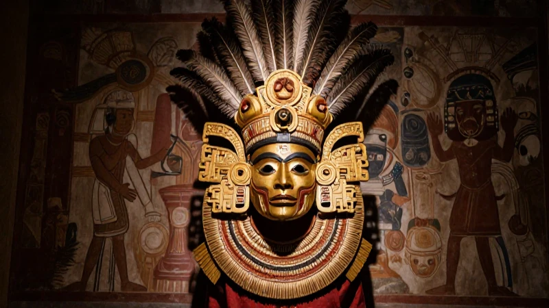 Cultura Mixteca - DESCUBRE sus TRADICIONES y CARACTERÍSTICAS 5 Guerrero mixteco con máscara y tocado dorado