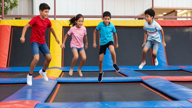 Niños mestizos saltan alegres en un parque
