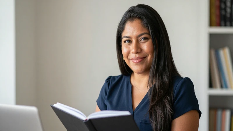 Asesora financiera mexicana con piel bronceada