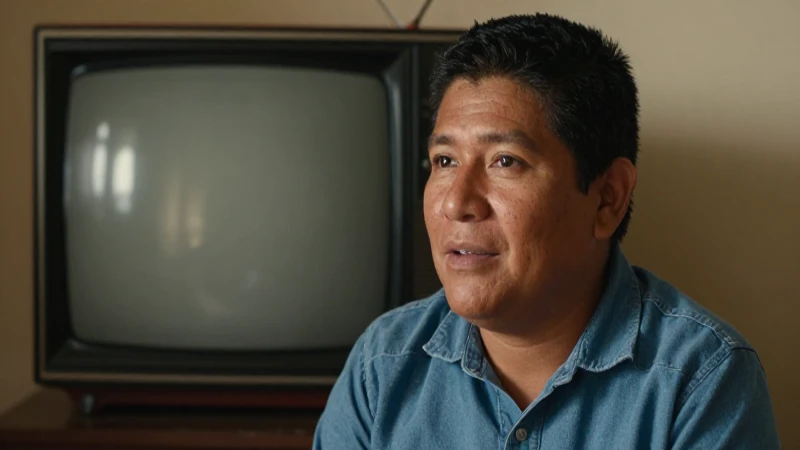 Persona mestiza observa televisión con luz cálida