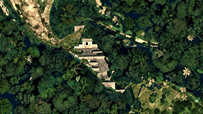 Yucatán, selva dorada, vista satelital realista
