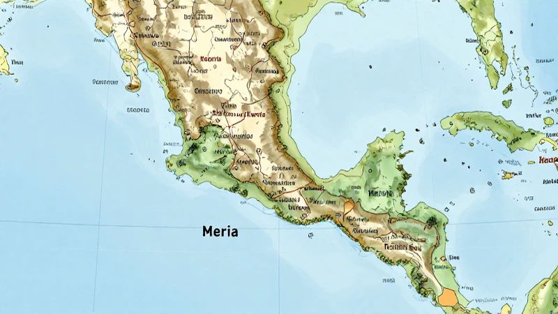 Mapa aéreo de la Península de Yucatán