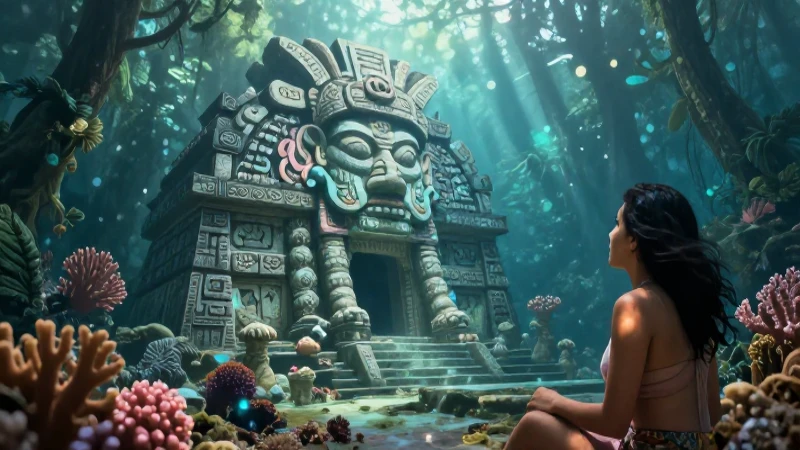 Mitos y LEYENDAS de CAMPECHE que NO CONOCES ¡Descúbrelas! 11 Dios maya emerge de ruinas bioluminosas