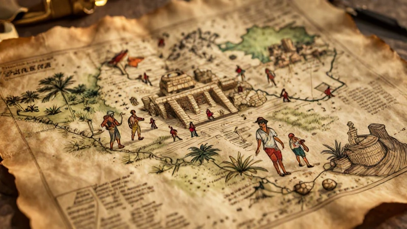 Mitos y LEYENDAS de CAMPECHE que NO CONOCES ¡Descúbrelas! 7 Explorador mestizo busca tesoros en ruinas antiguas