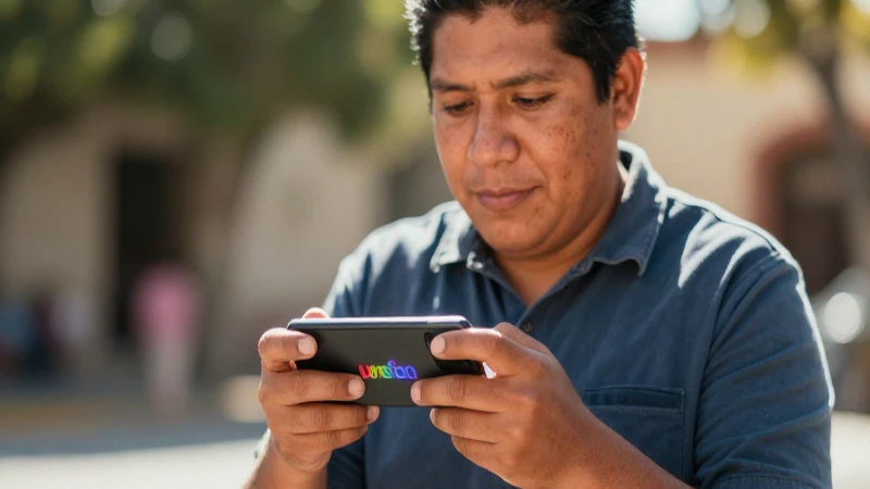 Joven mexicana sonríe con el móvil