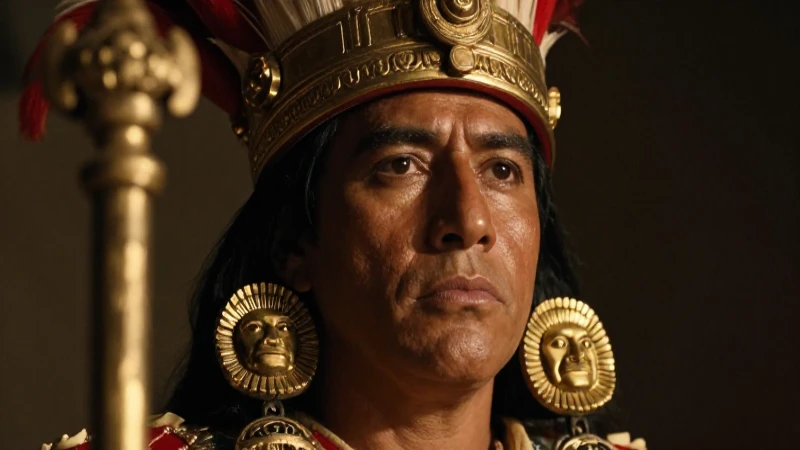 Villa Rica de la Vera Cruz: Descubre su Historia Oculta 4 Retrato dramático de Moctezuma, con luz cálida