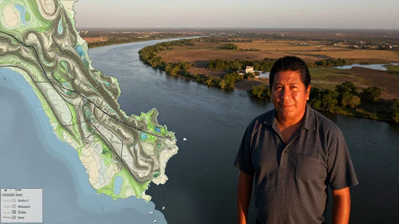 Paisaje mexicano al río Bravo, hora dorada