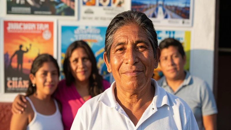 Familia mexicana sonriente en luz dorada