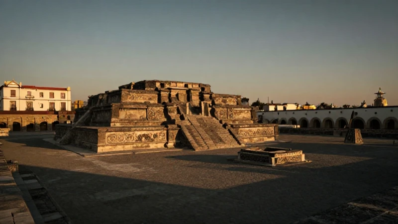 Ruinas aztecas y arquitectura colonial, cálido y dramático